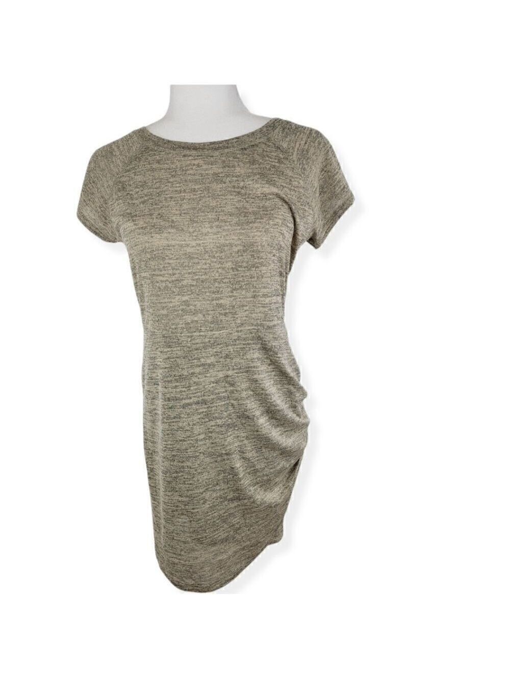 Cloud & Sky short sleeve dress with side ruched in oatmeal Large NWT
